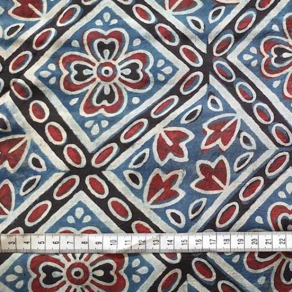 Ajrak Hand Block Print aus Indien – BLUE FLORALViskose